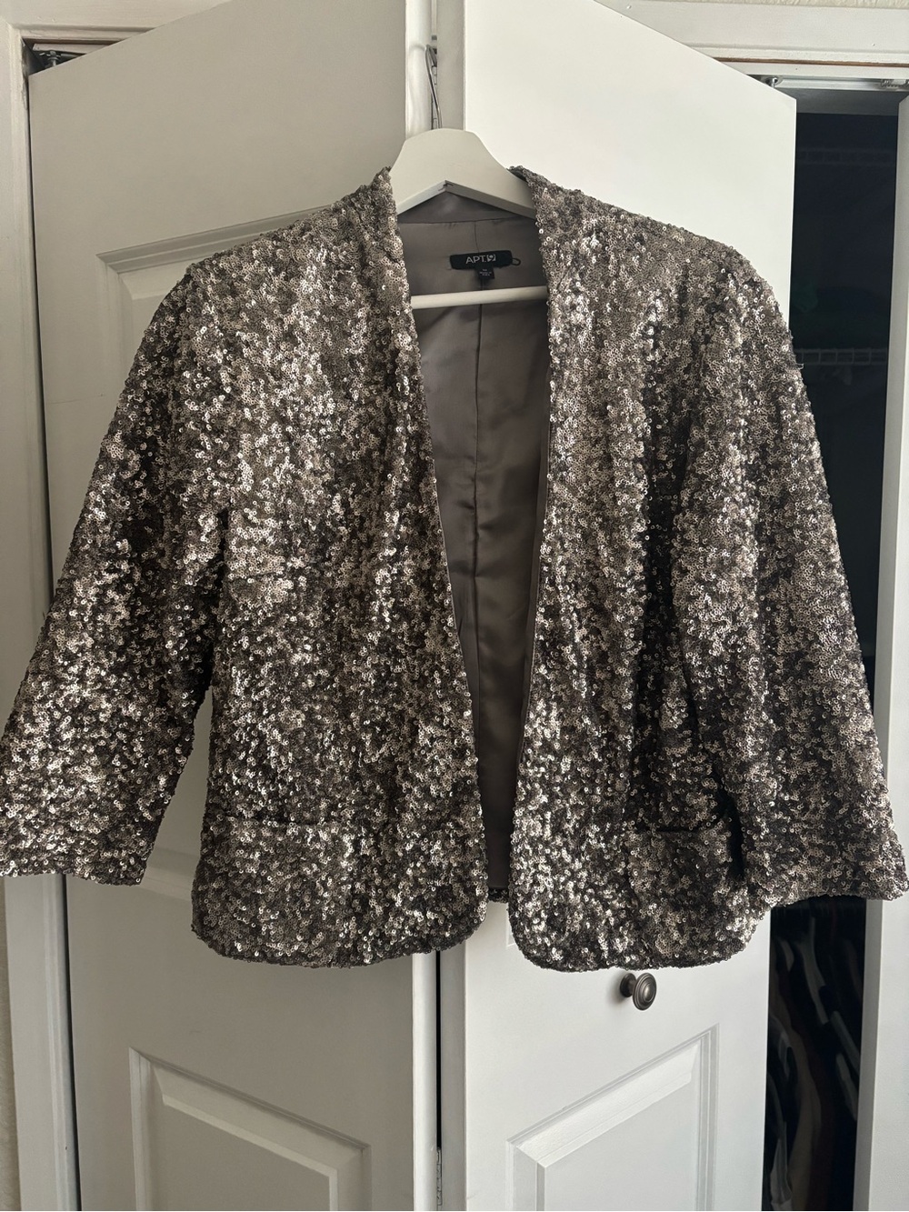Apt. 9 Silver Sequin Open-Front Blazer